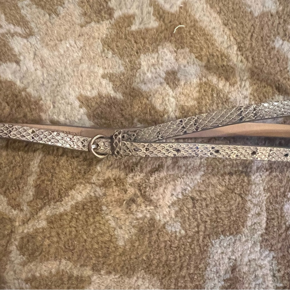J. Crew Metallic Snake-Embossed Thin Belt in Silver